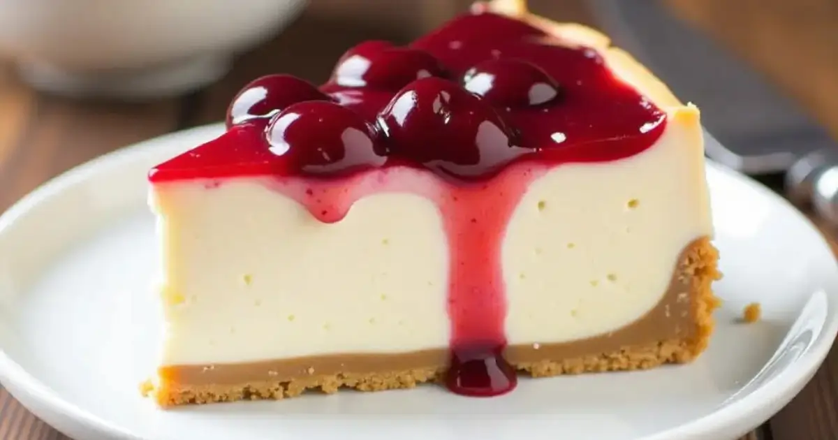 Homemade Cherry Cheesecake with Graham Cracker Crust and Cherry Topping