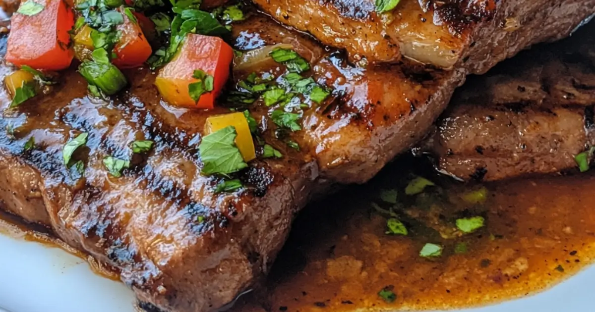 Homemade copycat Chipotle steak with a smoky, seared crust and tender, juicy interior served on a plate.