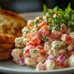 Delicious and creamy chicken salad chick recipe with fresh ingredients, served on a plate