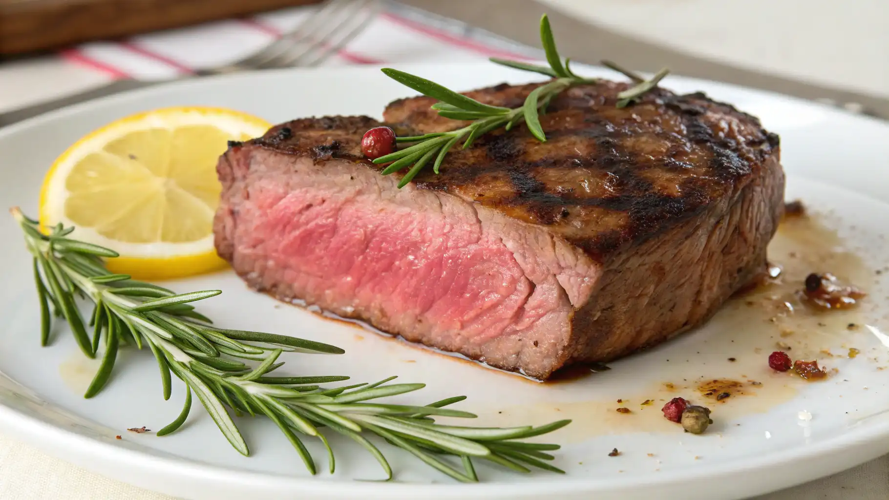 Juicy 6 oz steak with a golden sear