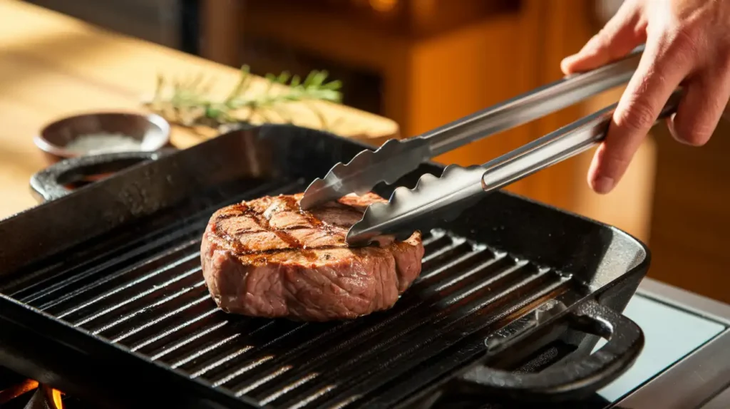 Grilled and pan-seared 6 oz steaks on a cutting board.