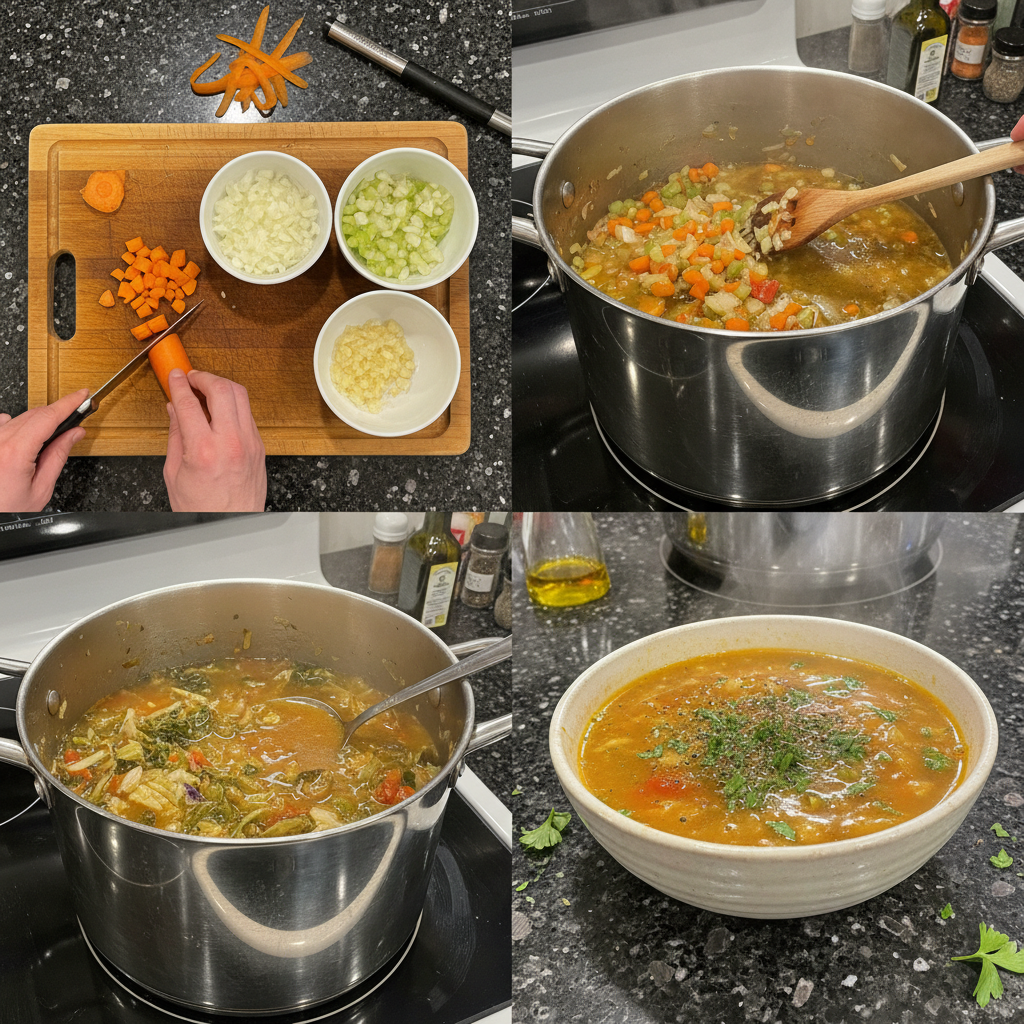 Chopping fresh green cabbage on a wooden cutting board, a crucial preparation step for the flavorful cabbage soup recipe.