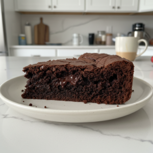 Slices of rich, fudgy gluten free brownies cooling on a wire rack, dusted with powdered sugar.