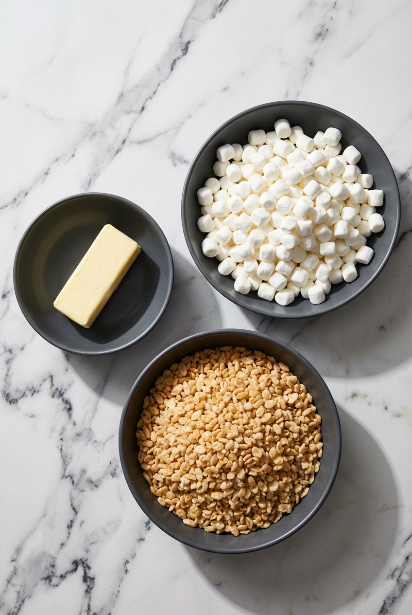 rice krispies recipe ingredients flat lay