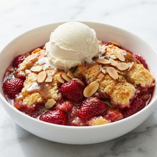 strawberry cobbler finished dish