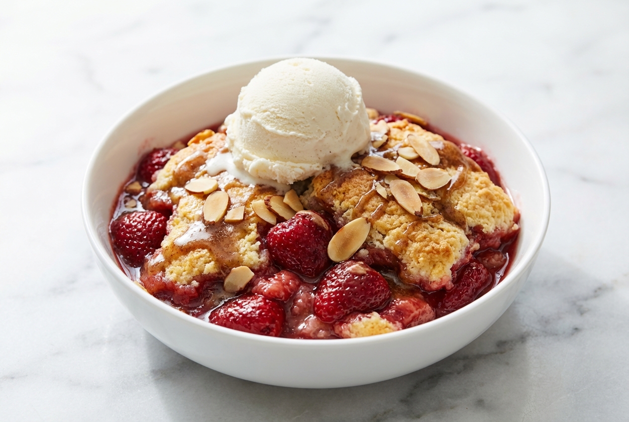 strawberry cobbler finished dish