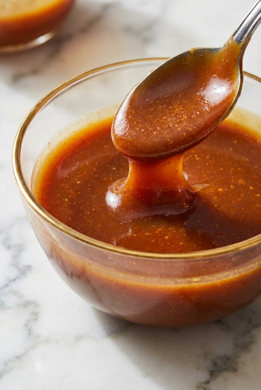 Macro view of a Homemade Caramel Recipe reaching the amber stage in a heavy-bottomed saucepan with soft shadows.