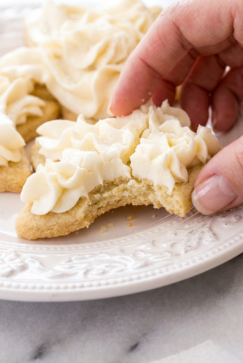 Sugar Cookie Frosting Recipe being spread with an offset spatula under soft natural window lighting.