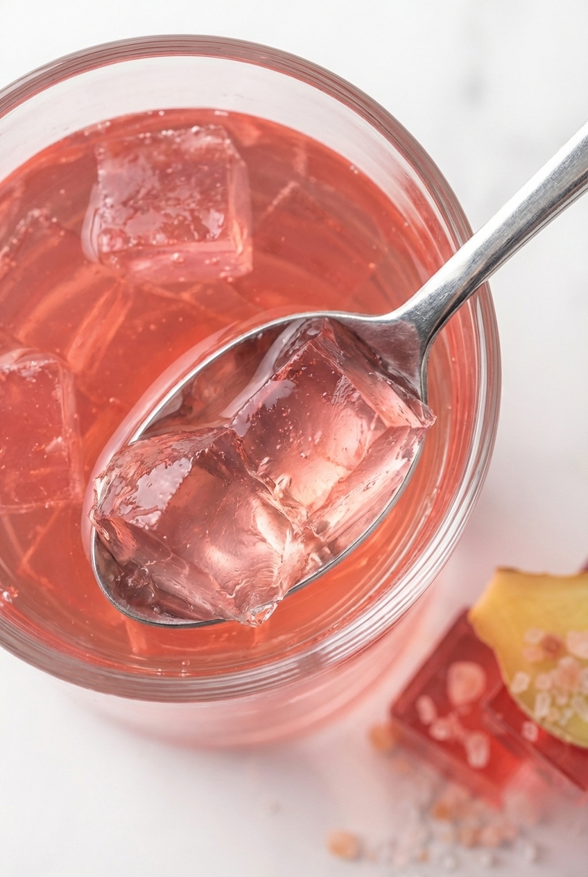 Dr Oz gelatin recipe for weight loss presented under natural window lighting on a contemporary marble countertop.