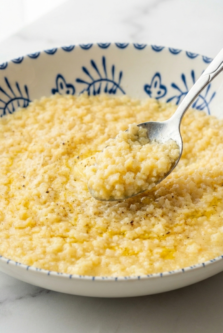 Extreme close-up of stelline pasta emulsifying with starchy broth for a creamy pastina recipe texture under natural window light.