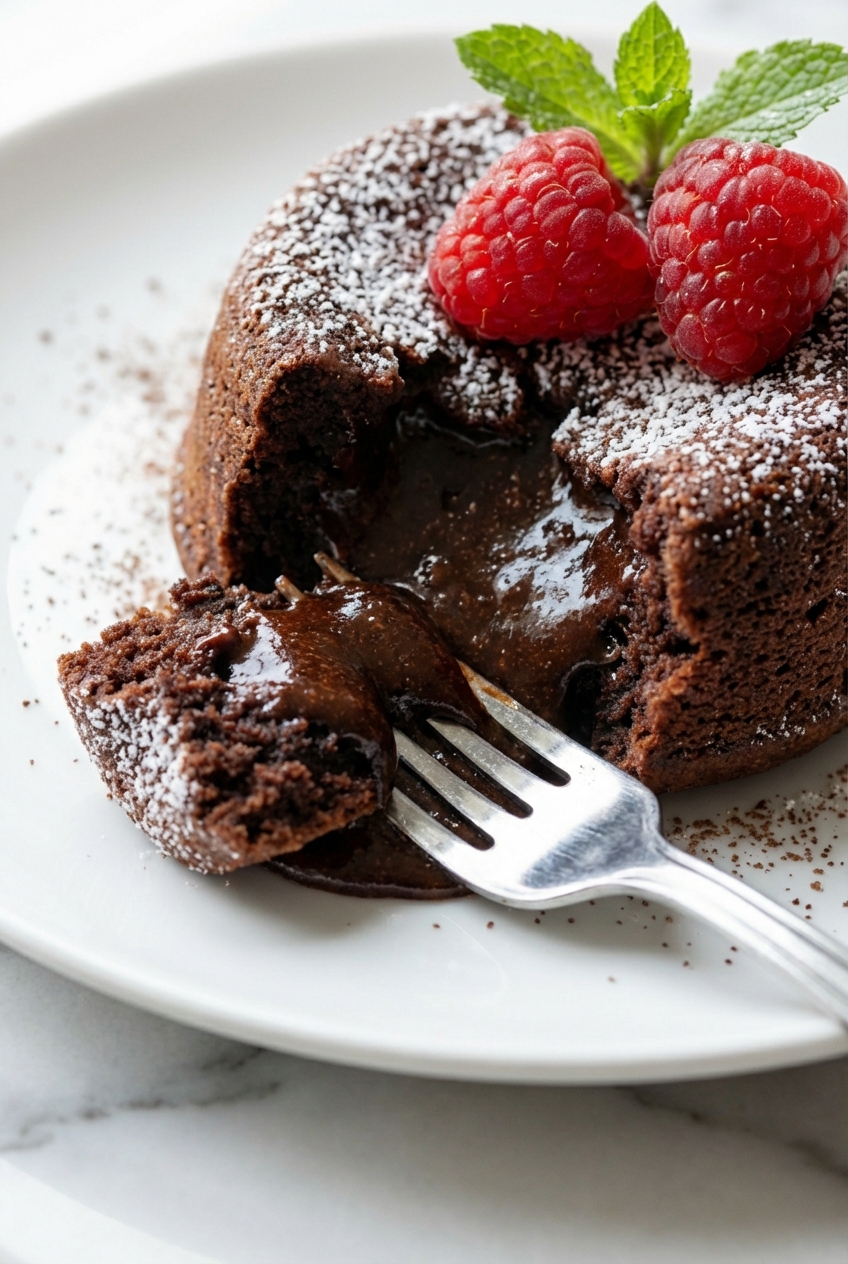 A perfectly baked Air Fryer Lava Cake Recipe showing the Maillard reaction on the surface under natural window lighting.