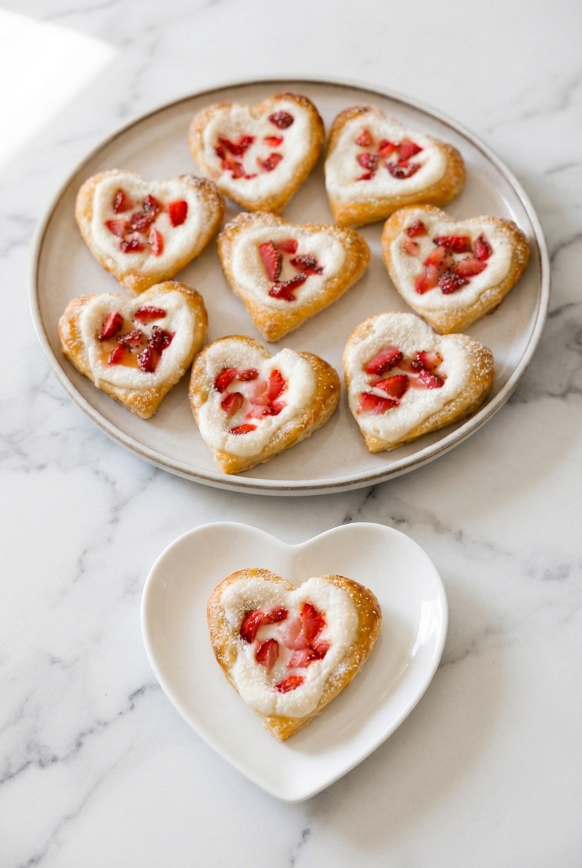 Strawberry Cream Cheese Heart Danishes serving & storage