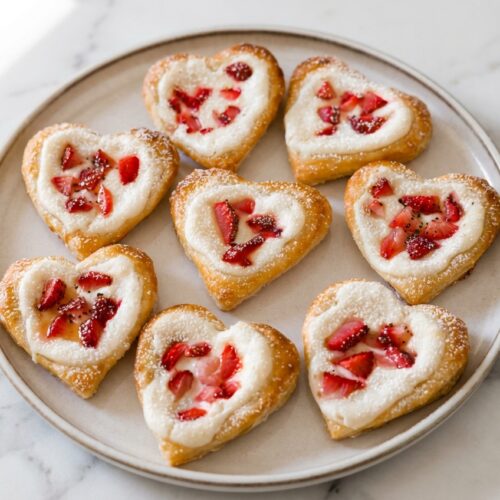 Strawberry Cream Cheese Heart Danishes finished dish