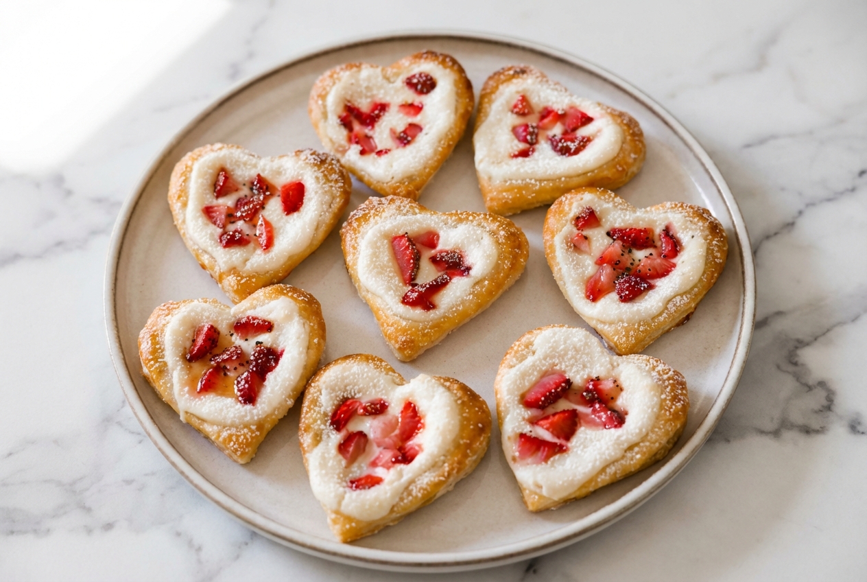 Strawberry Cream Cheese Heart Danishes finished dish