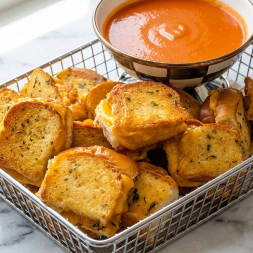 Golden Mini Grilled Cheese Hawaiian Rolls featuring a crispy inside-out mayo-sear on a white marble surface in natural light.