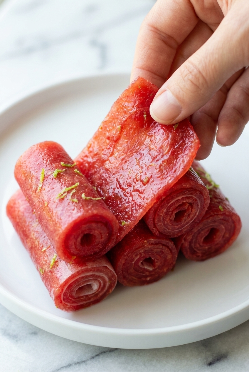 Spreading watermelon puree onto a silicone baking mat for uniform Watermelon Fruit Roll Ups dehydration.