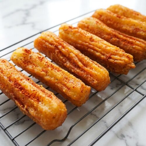 Golden potato cheese sticks on a minimalist ceramic plate, crispy exterior from cold-infused garlic oil, white marble surface.