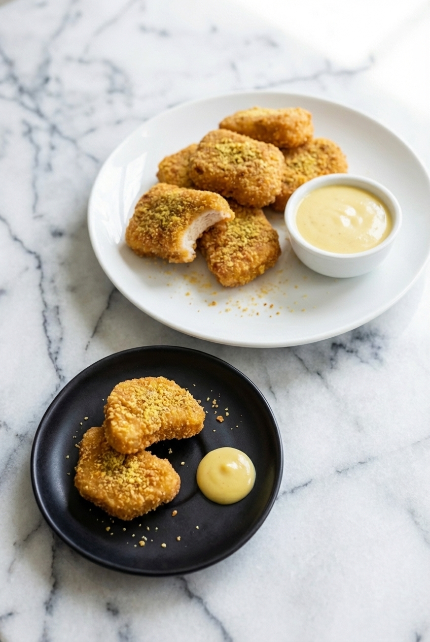Keto Chicken Nuggets served in a minimalist ceramic vessel on a contemporary countertop with soft natural shadows.